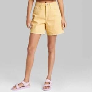 Wild Fable Highest Rise Bermuda Cotton Jean Shorts Buttercup Yellow Size 6/28
